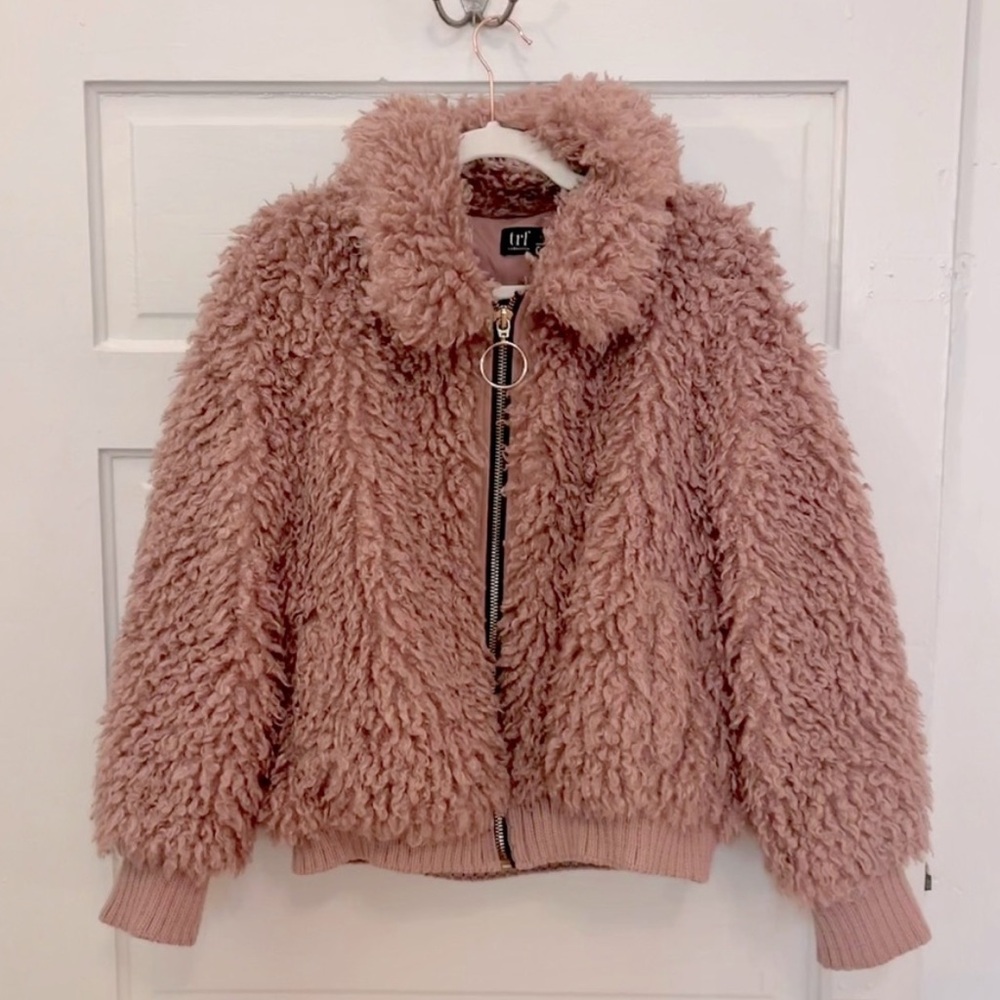 ZARA TRF pink furry jacket